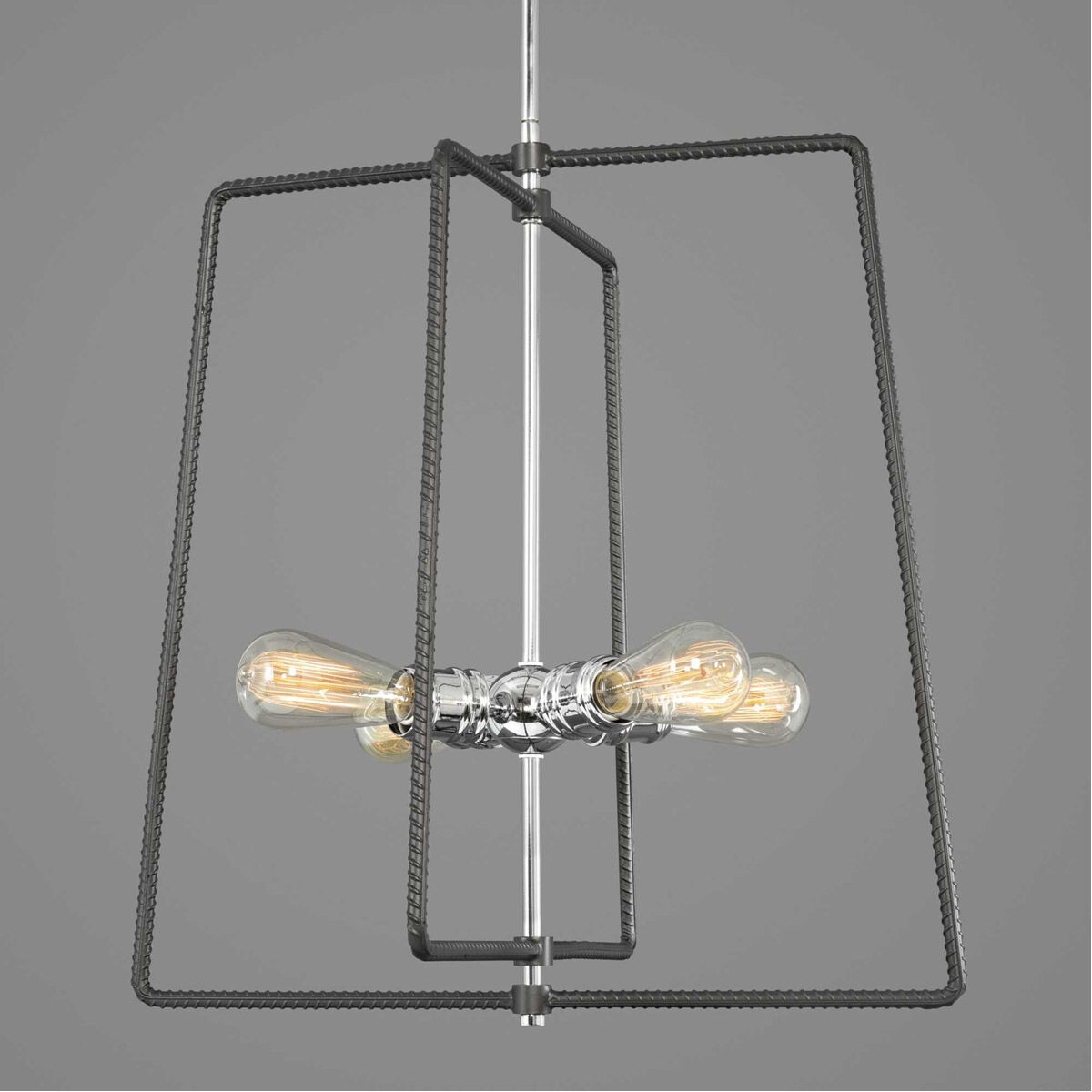 Re-Bar 4 Light 21.88 inch Polished Chrome Pendant Ceiling Light, Design Series